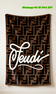 Fendi Cursive Script FF Monogram Flannel Sofa Throw Blanket Luxury Designer IMG_9341